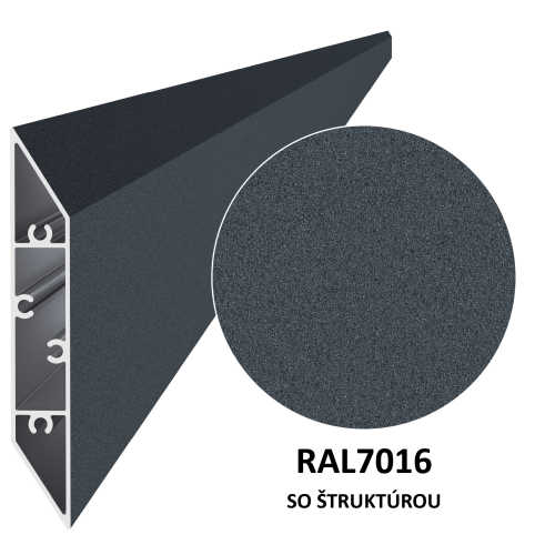 Profil na výplň 108x16x6000 mm, materiál EN AW-6060 T66, hliník s povrchovou úpravou, práškově lakovaný s jemnou matnou strukturou, antracit RAL7016, cena za kus